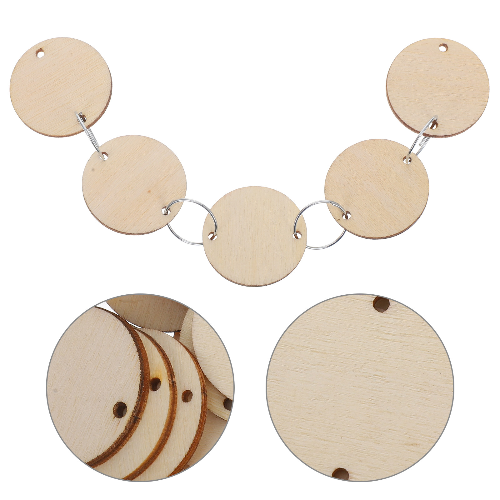Wood Ring Blank - 100 Pezzi Etichette Rotonde in Legno
